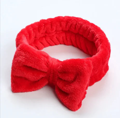 Leopard Print Coral Fleece Workout Hair Band with Bow