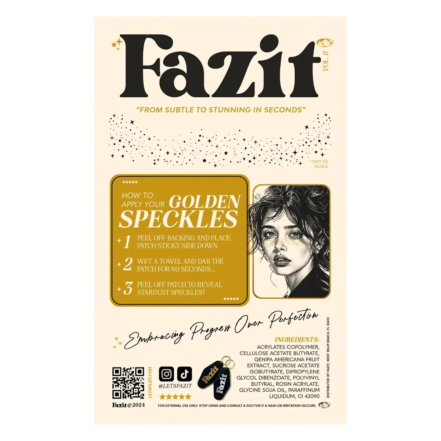 Fazit Makeup Patches - Gold - Face Glitter Makeup Speckles - Glow Up Makeup Patches - Face Glitter Speckles Patches - Cute Glitter Makeup Accessories for Women - Cosmetic Glitter for Face - 6 Count